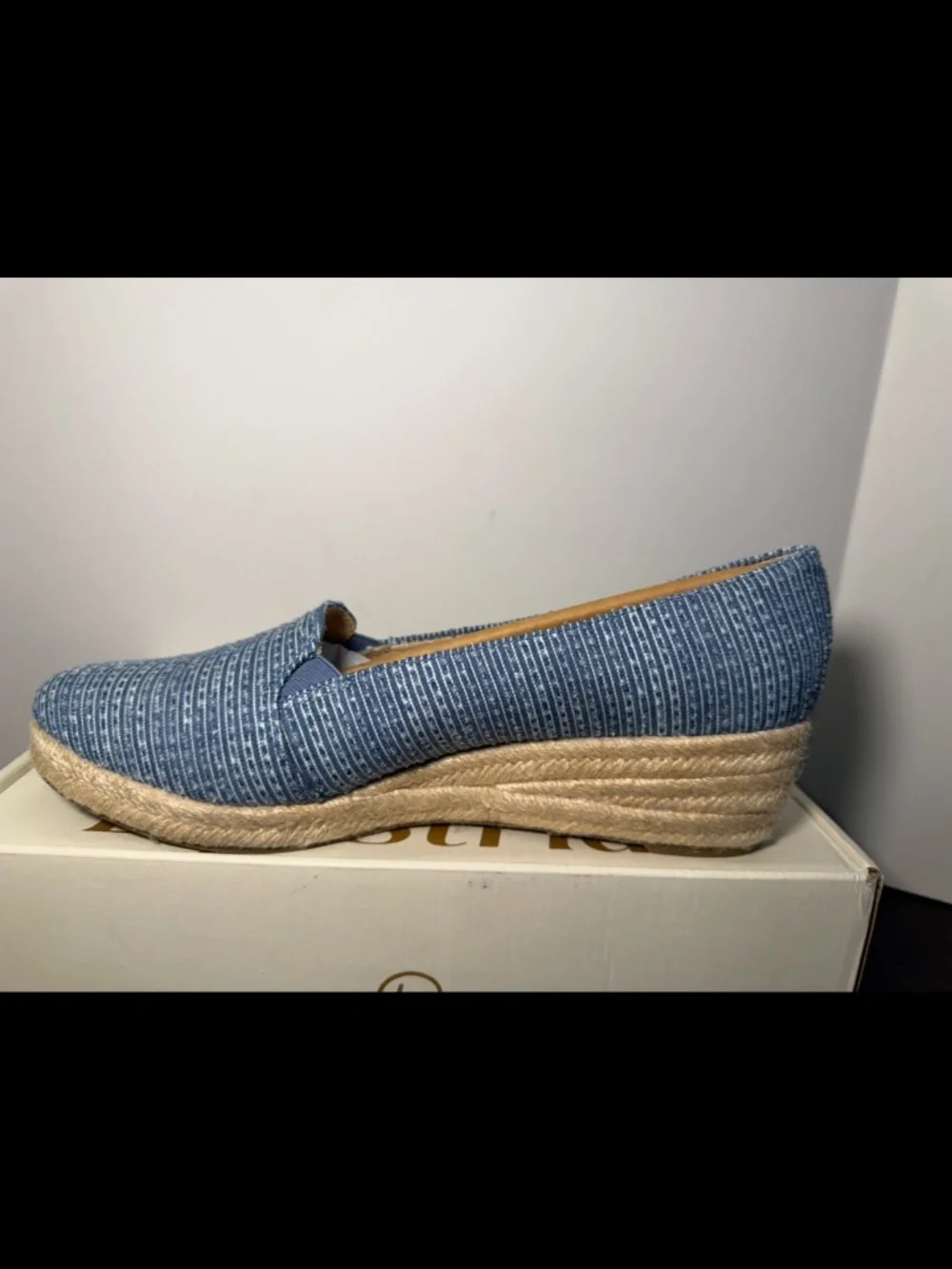 LifeStride Kamilla Espadrille Wedge Slip On Shoes Mid Blue Denim Womans 10M